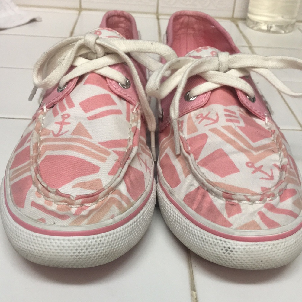 Sperry Pink/Coral Patterned Boat Shoes - Picture 2 of 8
